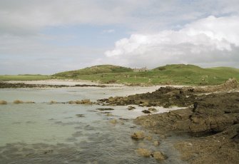 Muck, Coralag and Gallanach, New House. Fish trap (possible) and bungalow. View across Gallanach Bay from WNW.