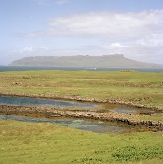 Muck, General (NM48SW). General view looking NE across Aird nan Uan to the hills of Eigg (from c NM 4008 8011).