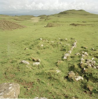 Muck, Blar na Fionn-aird. Farmstead and pen. Detail of building (NM 41335 79279). View from N.