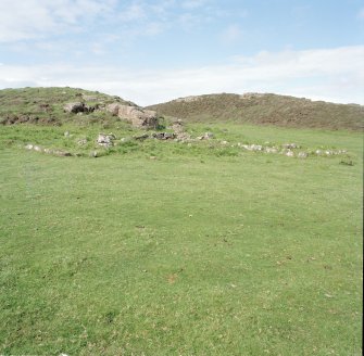 Muck, Blar na Fionn-aird. Farmstead and pen. View from S.