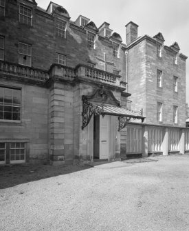 Detail of East main entrance with glazed canopy