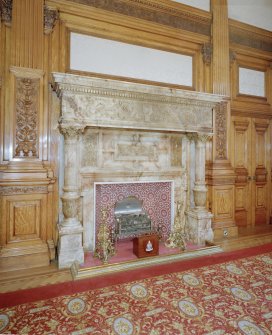 Interior. Second Floor Satinwood Salon, fireplace