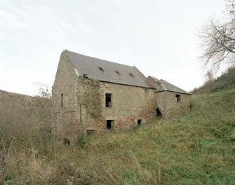 View from SW, showing mill (left) and grain-drying kiln (right)