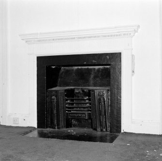 Interior. First floor W room Detail of fireplace