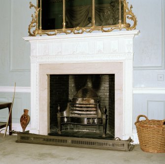 Interior. Detail of drawing room painted timber and gesso fireplace