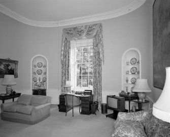 Interior. View of ground floor morning room from WSW showing cina niches in curved walls