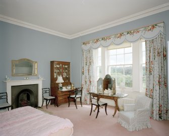 Interior. View of first floor central S bedroom from NW