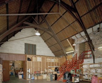 Interior. Main warehouse original sanctuary from SE