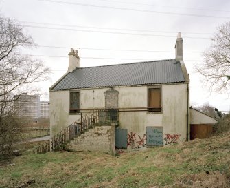 View from E of rear of cottage
