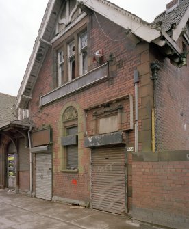 Detailed view from NE of N gable on main frontage of station offices