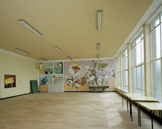 Interior. P.E. /Technical / Youth club wing. View of youth club from W