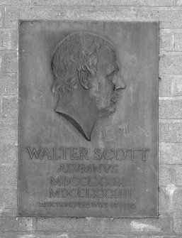 Detail of memorial plaque to Walter Scott
