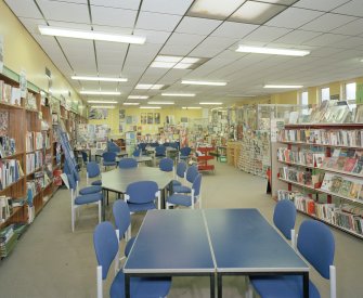 Interior 1st floor View of library from S