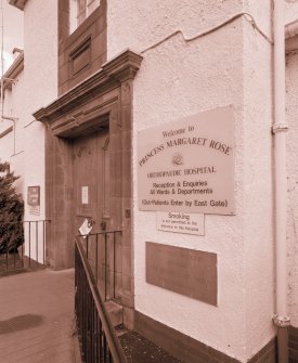 Detail of main entrance and foundation stone inscribed "THIS STONE WAS LAID BY HRH DUCHESS OF YORK 1st OCTOBER 1929"