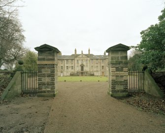 General view through gates from SW