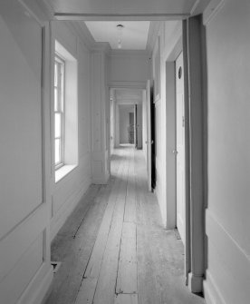 Interior. 1st floor. View of N corridor from NW