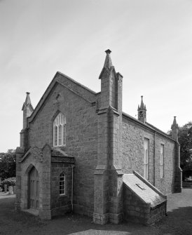 View from N showing rear entrance and boiler house.