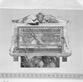 Interior.
Detail of First World War memorial on N wall.