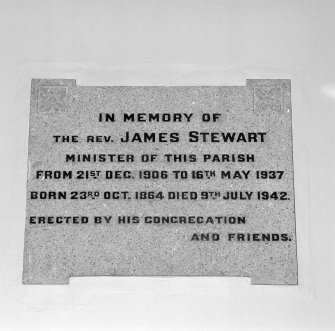 Interior.
Detail of monument to Reverend James Stewart.