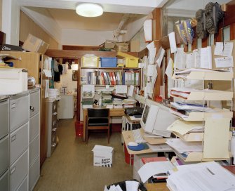 Interior. Administration block, view of P.E. office