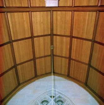 Interior. Detail of panelled oak ceiling