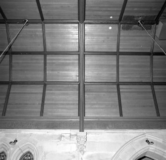 Interior. Detail of panelled oak ceiling
