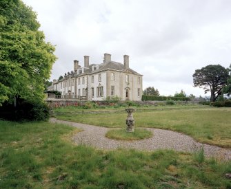 Formal Garden. General view of West garden from North West showing a sundial, the terrace and house