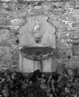 Formal Garden. Detail of rose garden Dolphin Fountain below the West terrace