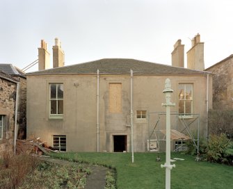 View from North West showing garden frontage with render lined as ashlar