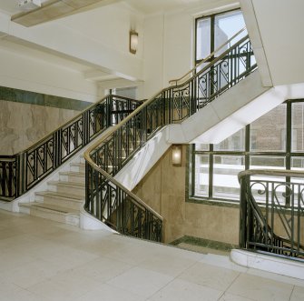 Interior. Detail of main stair at first floor