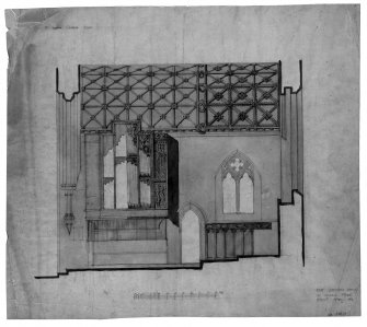 Photographic copy of elevations and details of organ case.