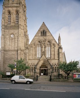 Detail of main entrance including gates and steps