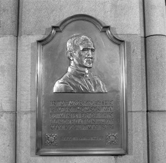 Detail of memorial plaque to Rev J K Thomson