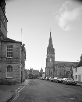 View from East South East showing the setting incluing the town hall