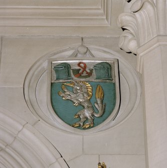 Interior, Hall of Honour, North Wall  sixth bay ( to East ), detail of shield of County of Roxburgh