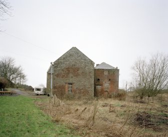 View from E of E gable of mill, with kiln (background right)