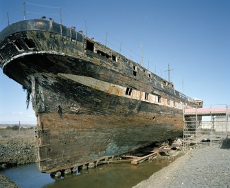 View of starboard side of ship from S