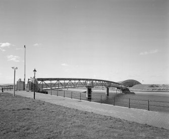 General view of bridge from SE, with 'The Big Idea' visible in the background