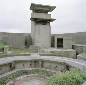 View from NW of Battery observation post showing tower and part of the gun-emplacement.ry observation post, view from north west
