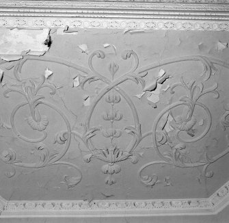 First floor drawing room, detail of bay window ceiling.