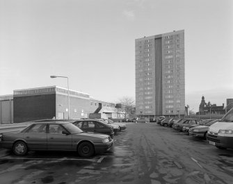 View of car park and upper level from West.