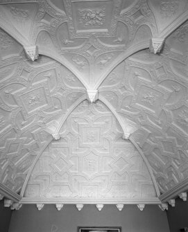 Moray House. Interior. first floor Balcony Room, detail of 17th century  plasterwork ceiling