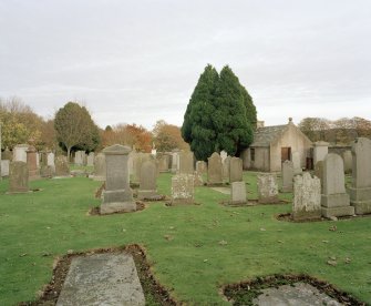 View of graveyard and mort house from WNW