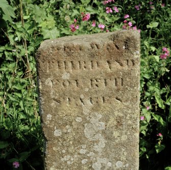 Detail of inscription on stage post to west of aqueduct