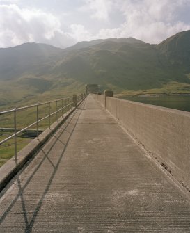 View along top of dam from ENE.