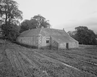 View from S, showing the central tower (converted to a silo) and its two adjacent 'pavilions'