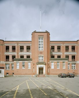 View of main E entrance from E