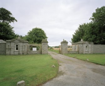 View of lodge and gates from South