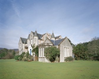 View from South East showing library extension and main house
