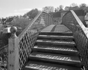 Inverness, Clachnaharry Railway Station, Footbridge
View from the north-north-west showing the top deck of the wrought-iron lattice worked footbridge over the railway line